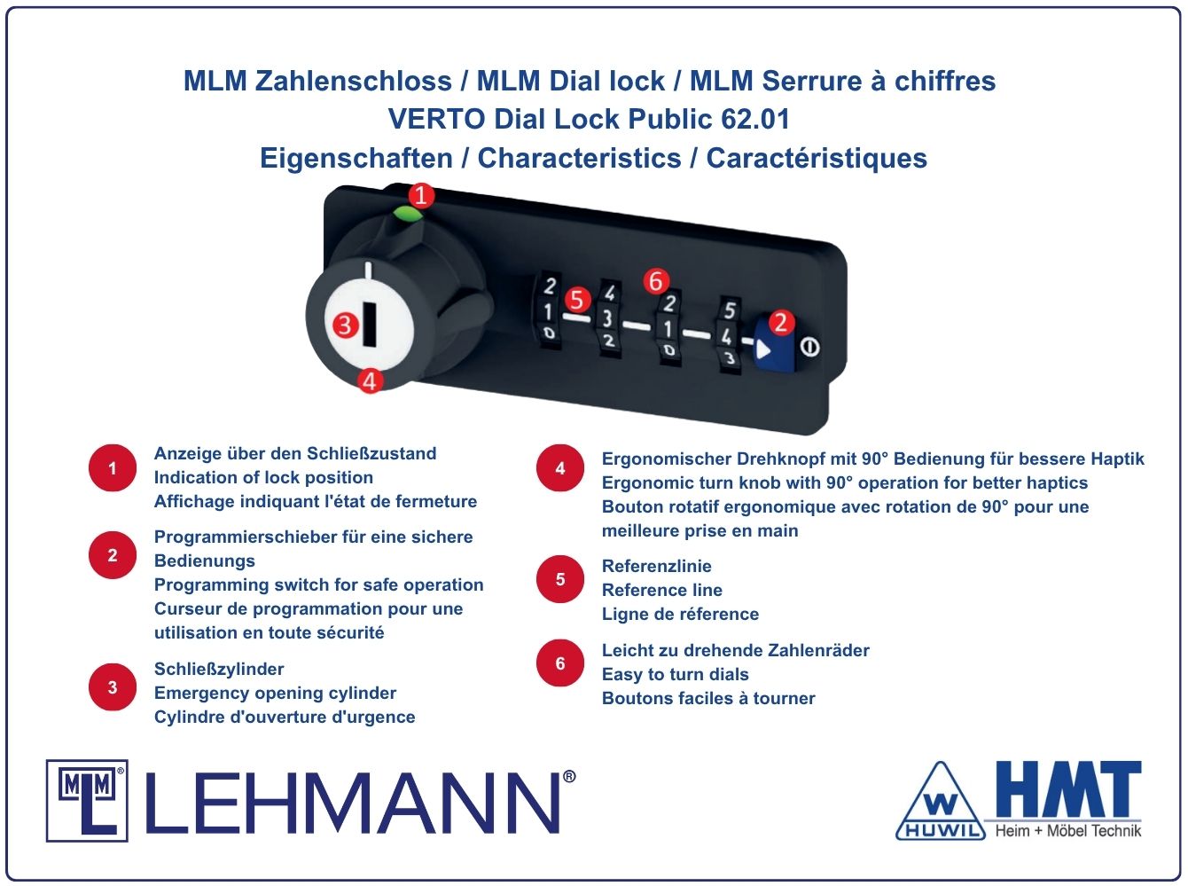 MLM Zahlenkombinationsschloss DL 62 - free code - HMT 62 L MLM Zahlenkombinationsschloss DL 62 - free code - HMT 62 L