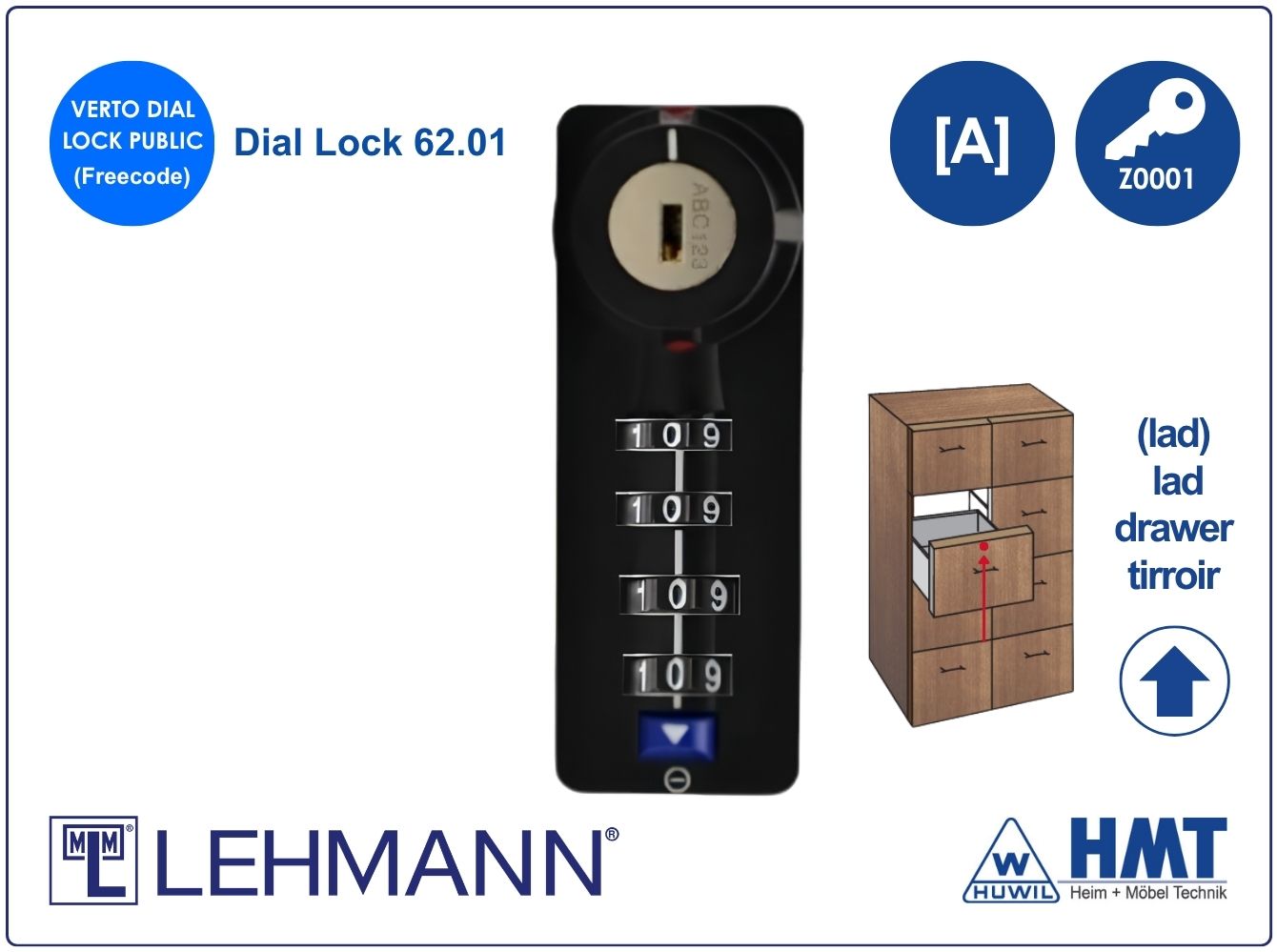 MLM Zahlenkombinationsschloss DL 62 - free code - HMT 62 D