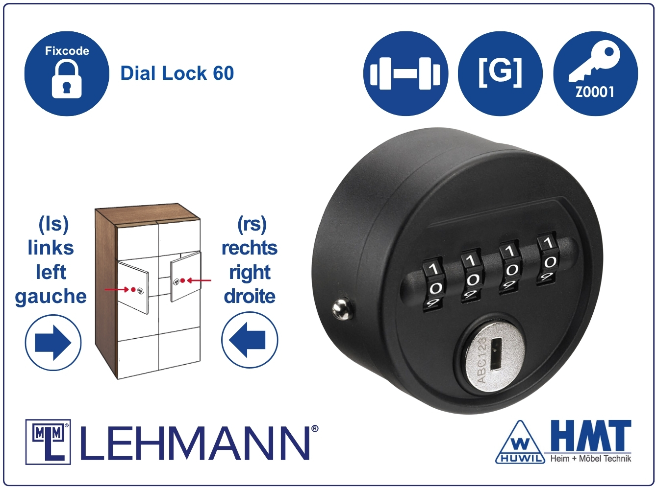MLM Zahlenkombinationsschloss DL 60 - fix code - HMT 60