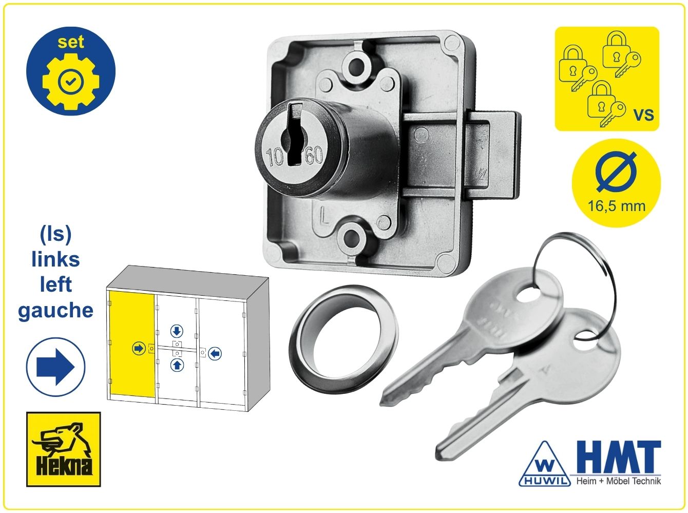 HEKNA Aufschraub-Zylinder-Riegelschloss 0425/25 LS