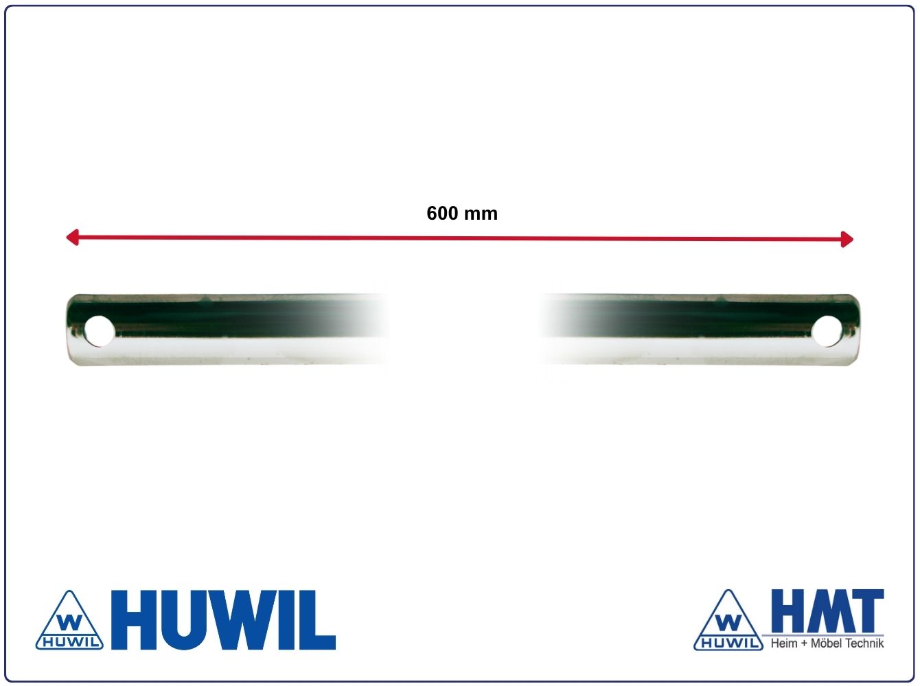 HUWIL Schubstange Typ 043 (600mm) / halbrund 10 x 3mm / einseitig gelocht Ø4,2