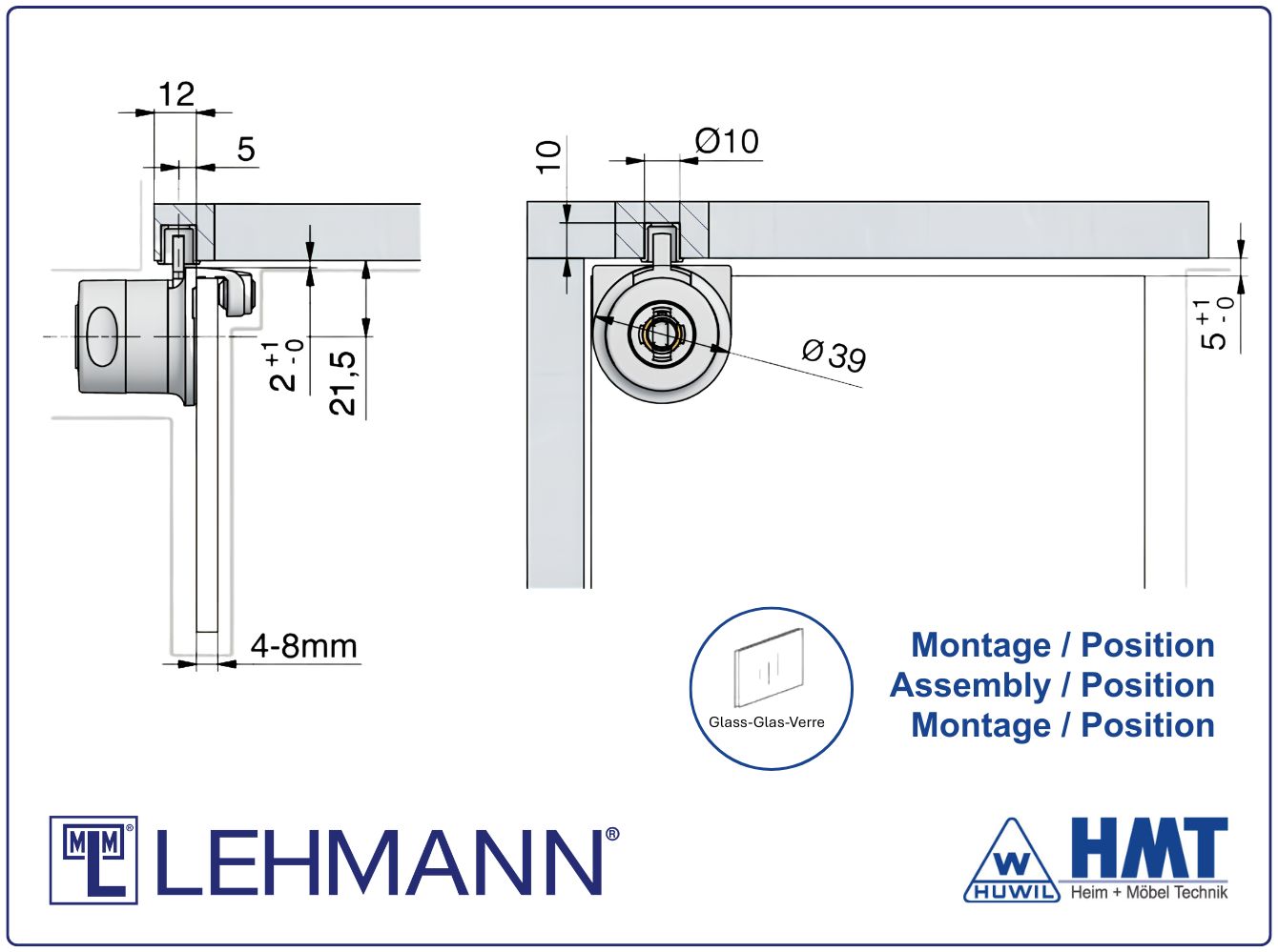 Glastürschloss Typ 324.02 P2/P4 - rs