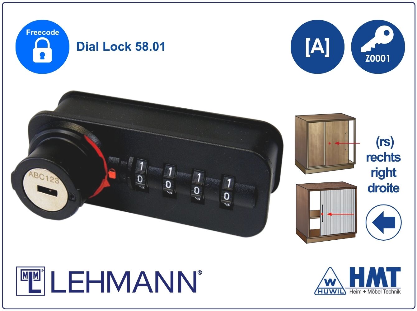MLM Zahlenschloss LZ 58.01 Free #B-rs-Z1-S