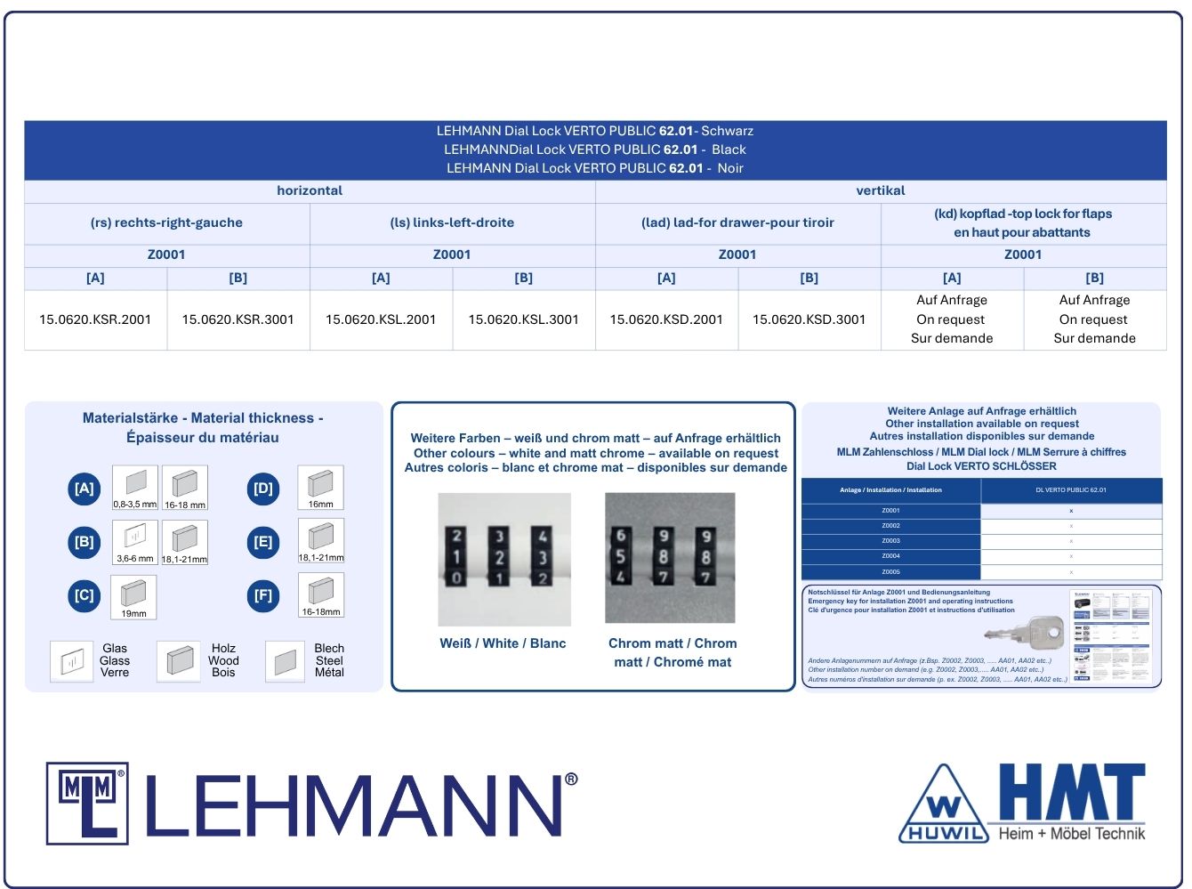 MLM Zahlenkombinationsschloss DL 62 - free code - HMT 62 L MLM Zahlenkombinationsschloss DL 62 - free code - HMT 62 L