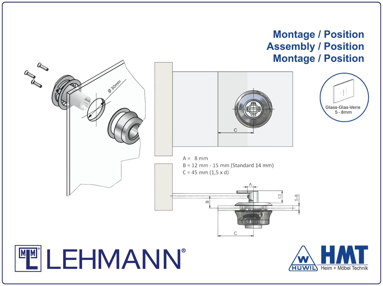MLM Glasschiebetürschloss Typ 326 P2