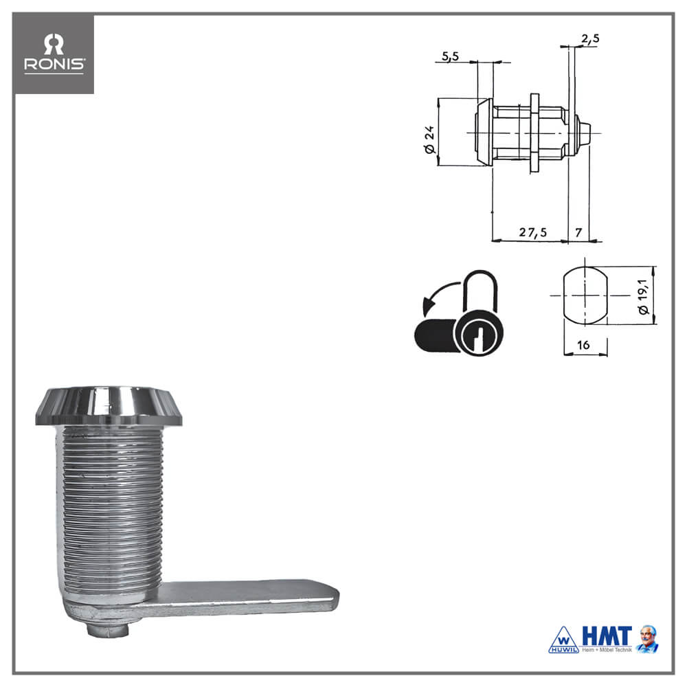 DELETE RONIS Zylinder-Hebelschloss R 16
