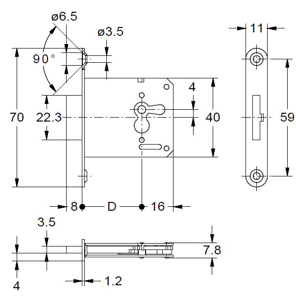 DELETE JUNIE Einsteckschloss HMT 0002/15 RS