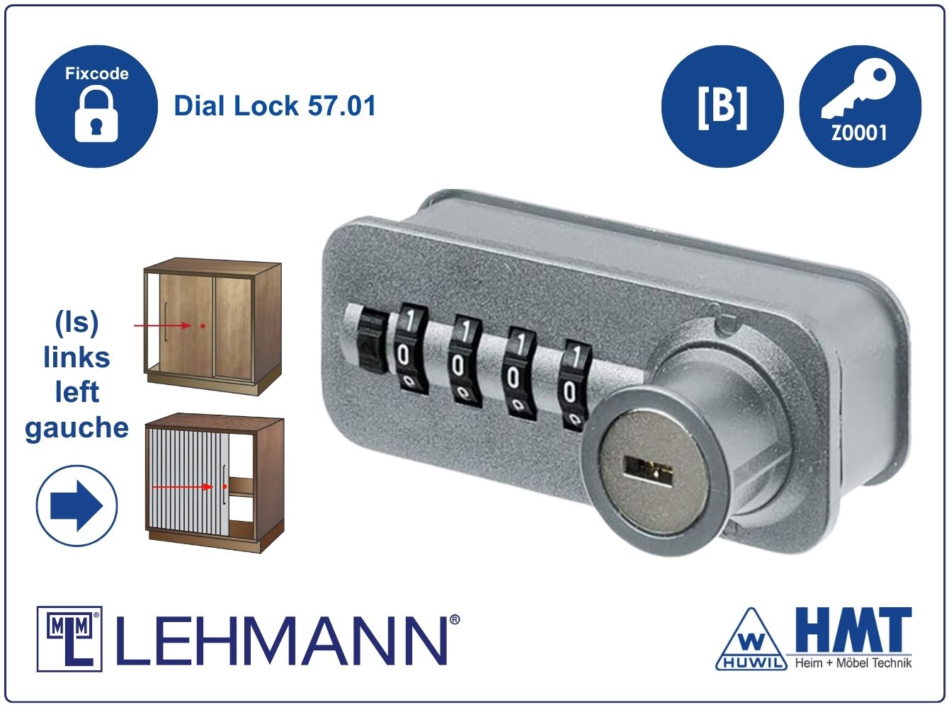 MLM Zahlenschloss Typ Dial Lock 57.01 Fix - [B] / ls / Z0001 / SILBER